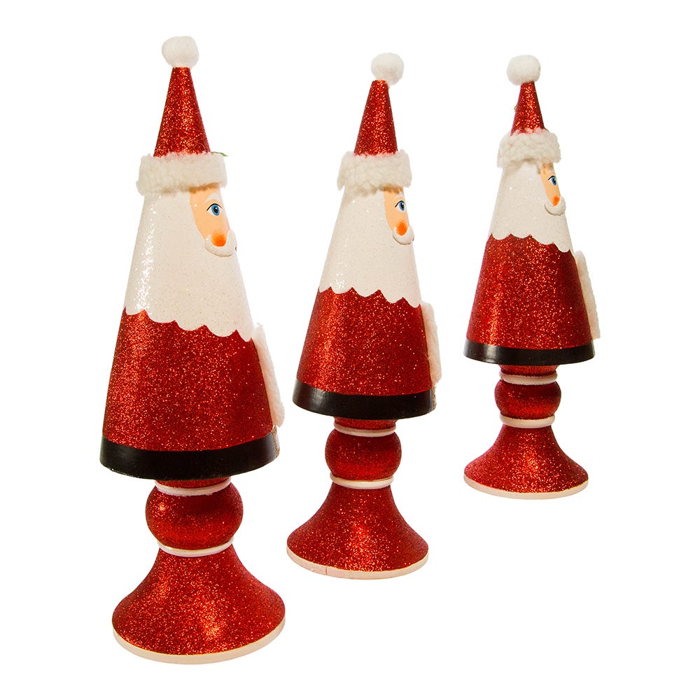 Kurt Adler 10-14-Inch Wooden Santa Tree Table Pieces, 3 Piece Set